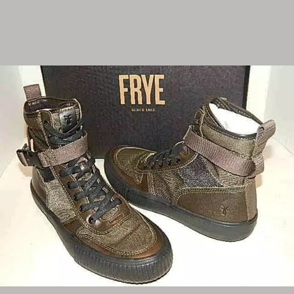 FRYE Men Combat Sneaker Boots Size 9 OliveLeathe